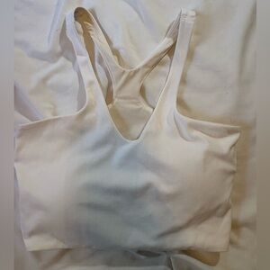 Lululemon White Longline Racerback Sports Bra Built-In Cups XXS/XS